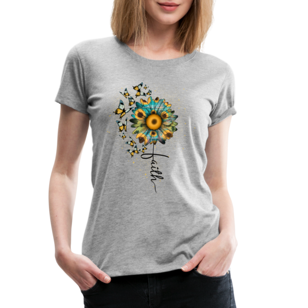 Sonnenblume Schmetterling Faith Frauen Premium T-Shirt - heather grey