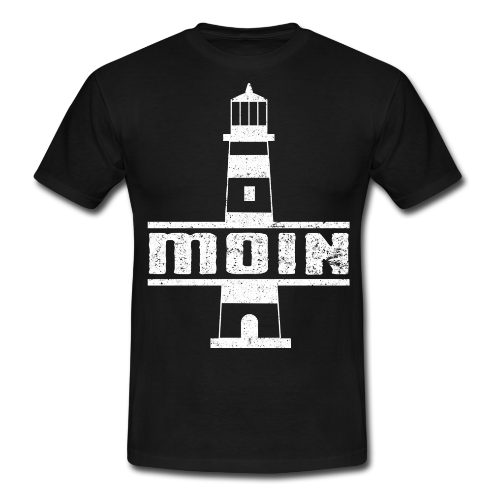 Leuchtturm Moin T-Shirt Im Norden Sagt man Moin Lustiges T-Shirt - black