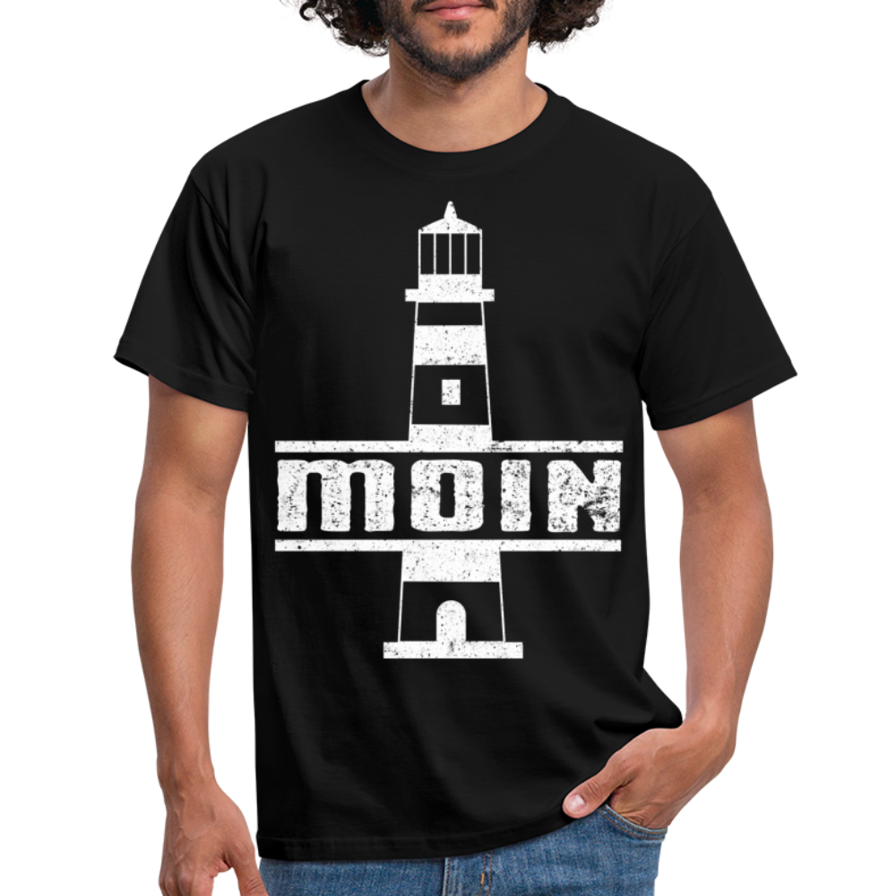 Leuchtturm Moin T-Shirt Im Norden Sagt man Moin Lustiges T-Shirt - black