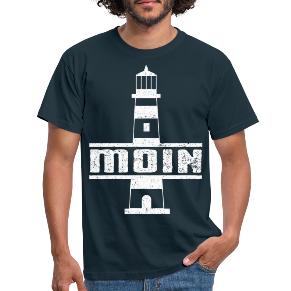 Leuchtturm Moin T-Shirt Im Norden Sagt man Moin Lustiges T-Shirt - navy