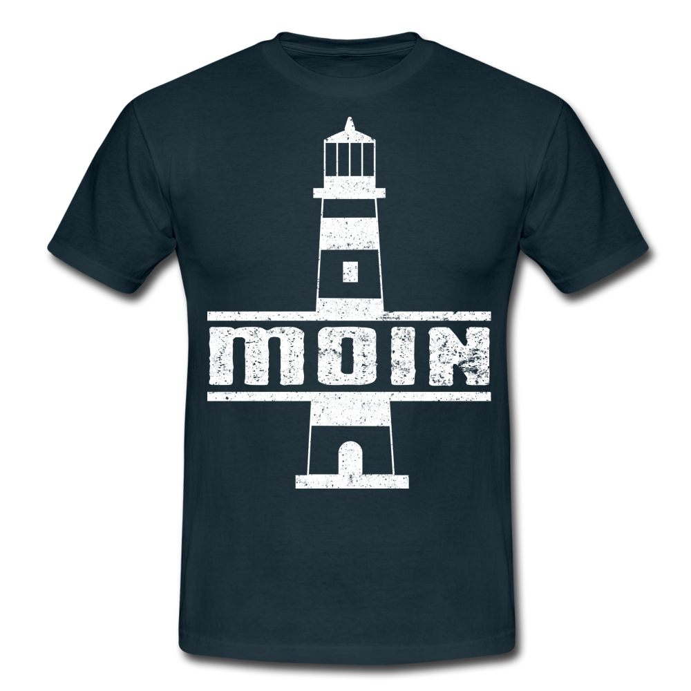 Leuchtturm Moin T-Shirt Im Norden Sagt man Moin Lustiges T-Shirt - navy