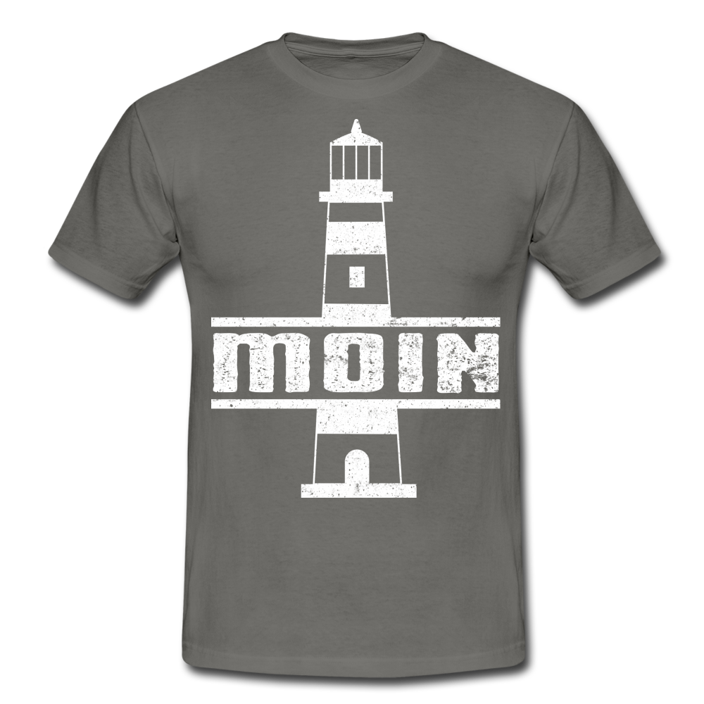 Leuchtturm Moin T-Shirt Im Norden Sagt man Moin Lustiges T-Shirt - graphite grey