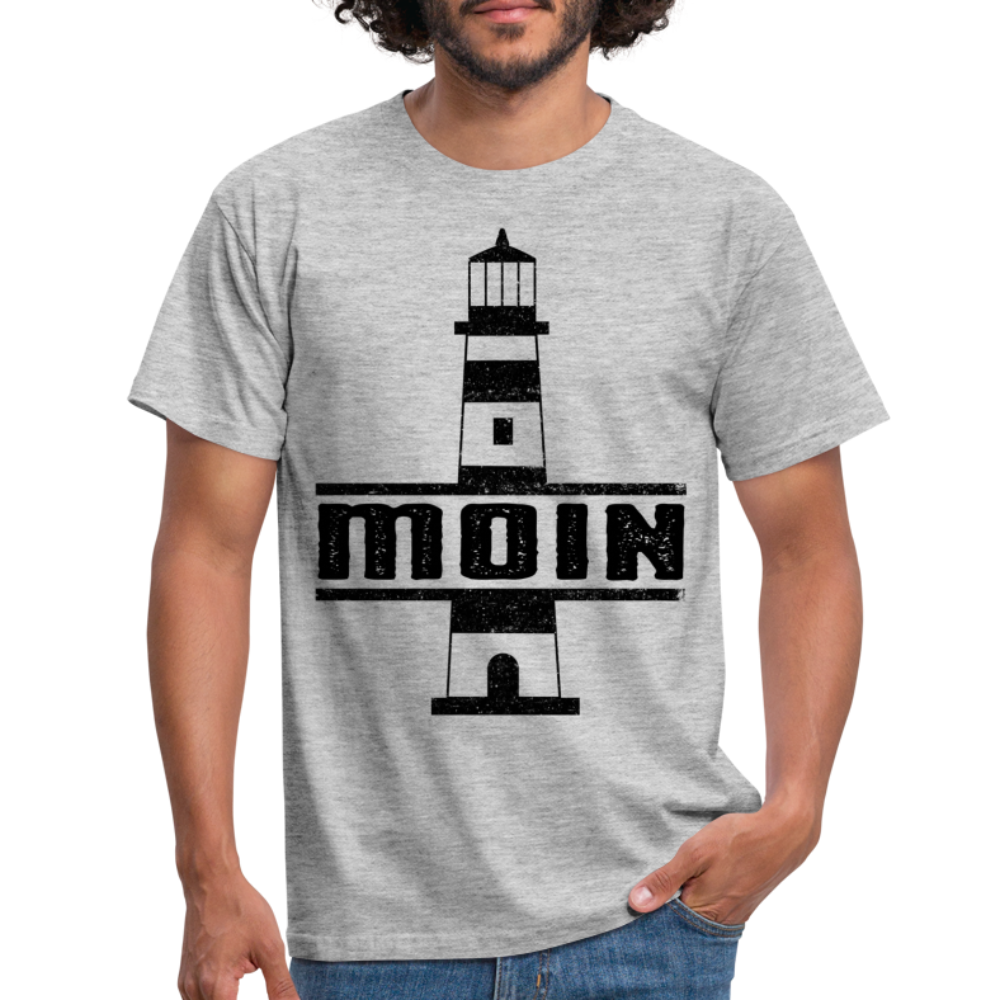 Leuchtturm Moin T-Shirt Im Norden Sagt man Moin Lustiges T-Shirt - heather grey
