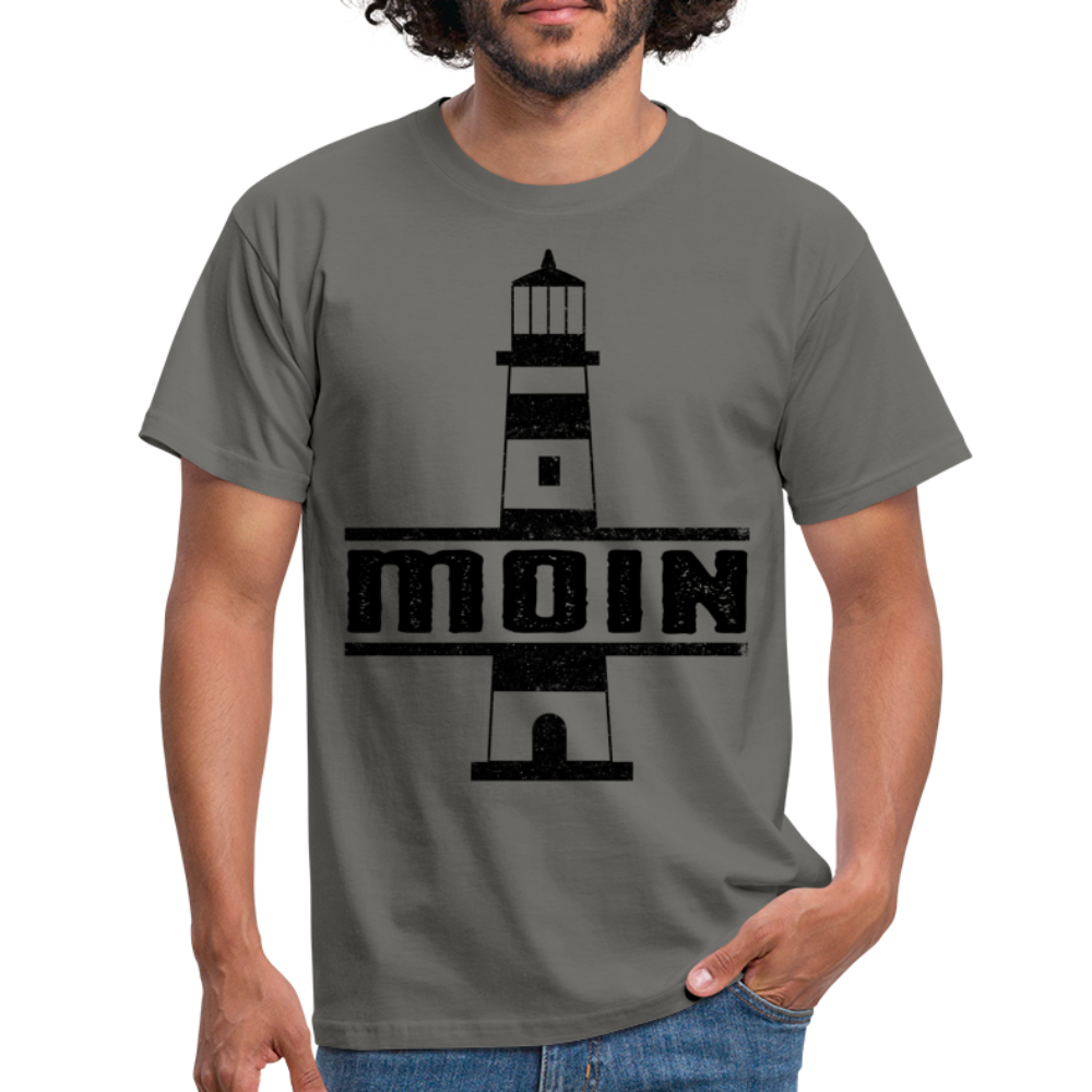 Leuchtturm Moin T-Shirt Im Norden Sagt man Moin Lustiges T-Shirt - graphite grey