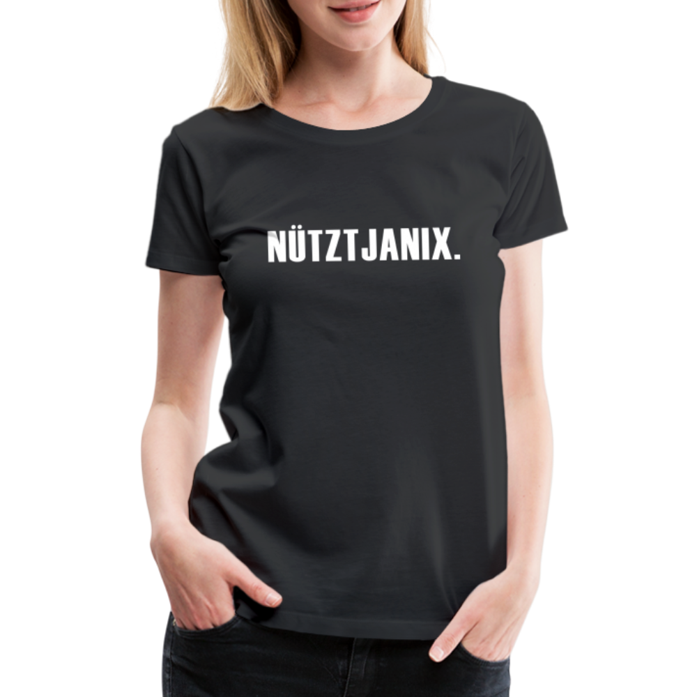 Frauen Premium T-Shirt Witziger Spruch Plattdeutsch Norddeutsch Nütztja nix T-Shirt - black