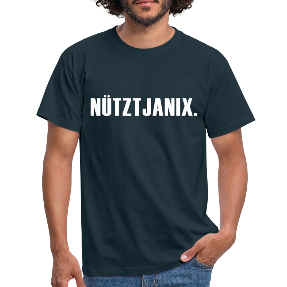 T-Shirt Witziger Spruch Plattdeutsch Norddeutsch Nützt ja nix T-Shirt - navy