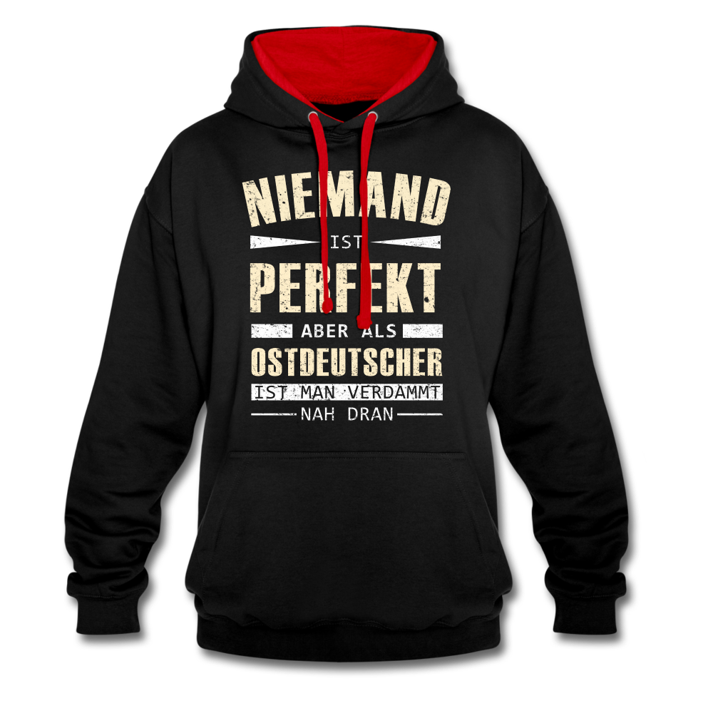 Ossi Ostdeutsch Pullover Lustiges Hoodie Niemand ist Perfekt - black/red