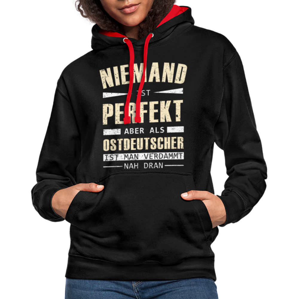 Ossi Ostdeutsch Pullover Lustiges Hoodie Niemand ist Perfekt - black/red