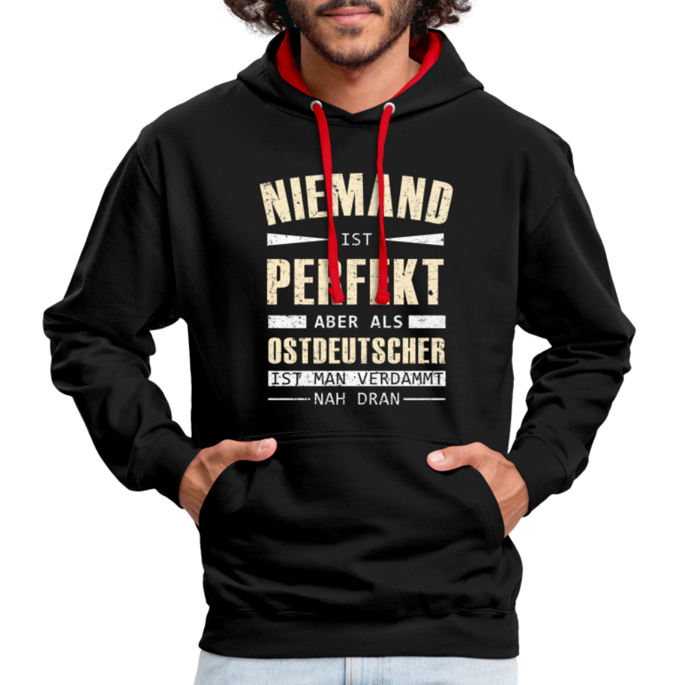 Ossi Ostdeutsch Pullover Lustiges Hoodie Niemand ist Perfekt - black/red