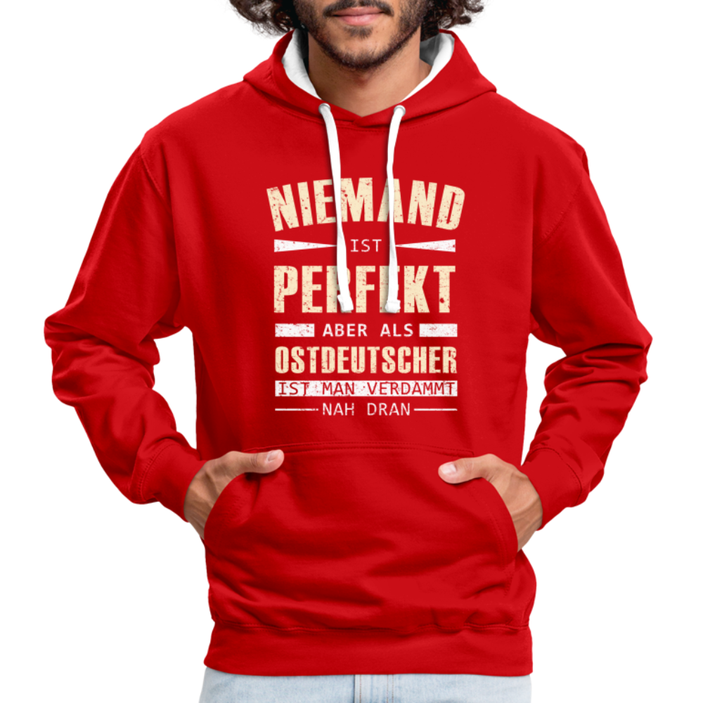 Ossi Ostdeutsch Pullover Lustiges Hoodie Niemand ist Perfekt - red/white