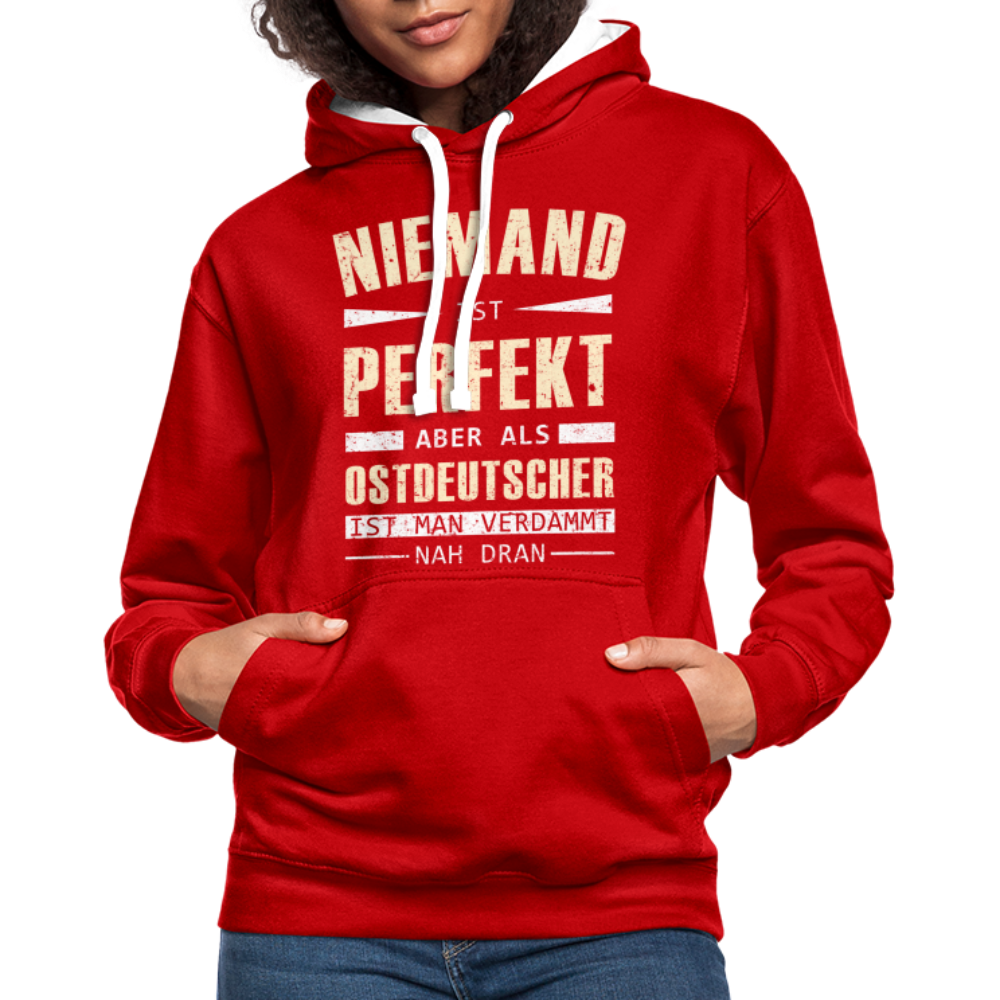 Ossi Ostdeutsch Pullover Lustiges Hoodie Niemand ist Perfekt - red/white