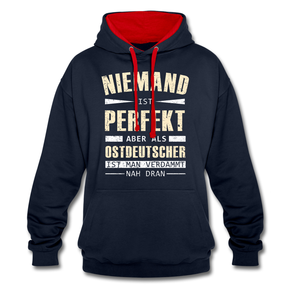 Ossi Ostdeutsch Pullover Lustiges Hoodie Niemand ist Perfekt - navy/red