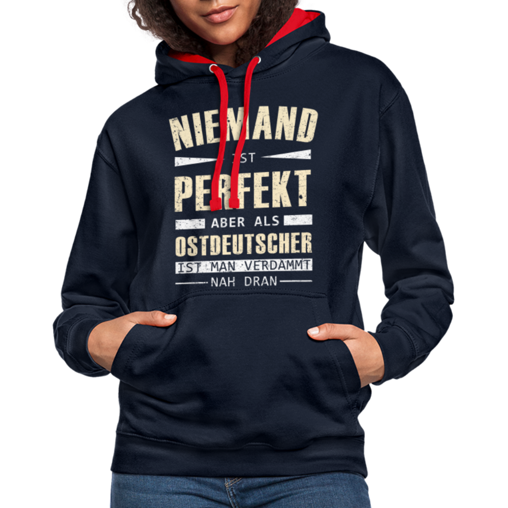 Ossi Ostdeutsch Pullover Lustiges Hoodie Niemand ist Perfekt - navy/red