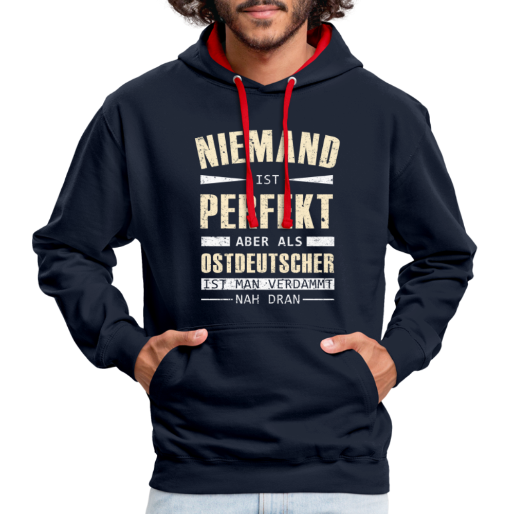 Ossi Ostdeutsch Pullover Lustiges Hoodie Niemand ist Perfekt - navy/red