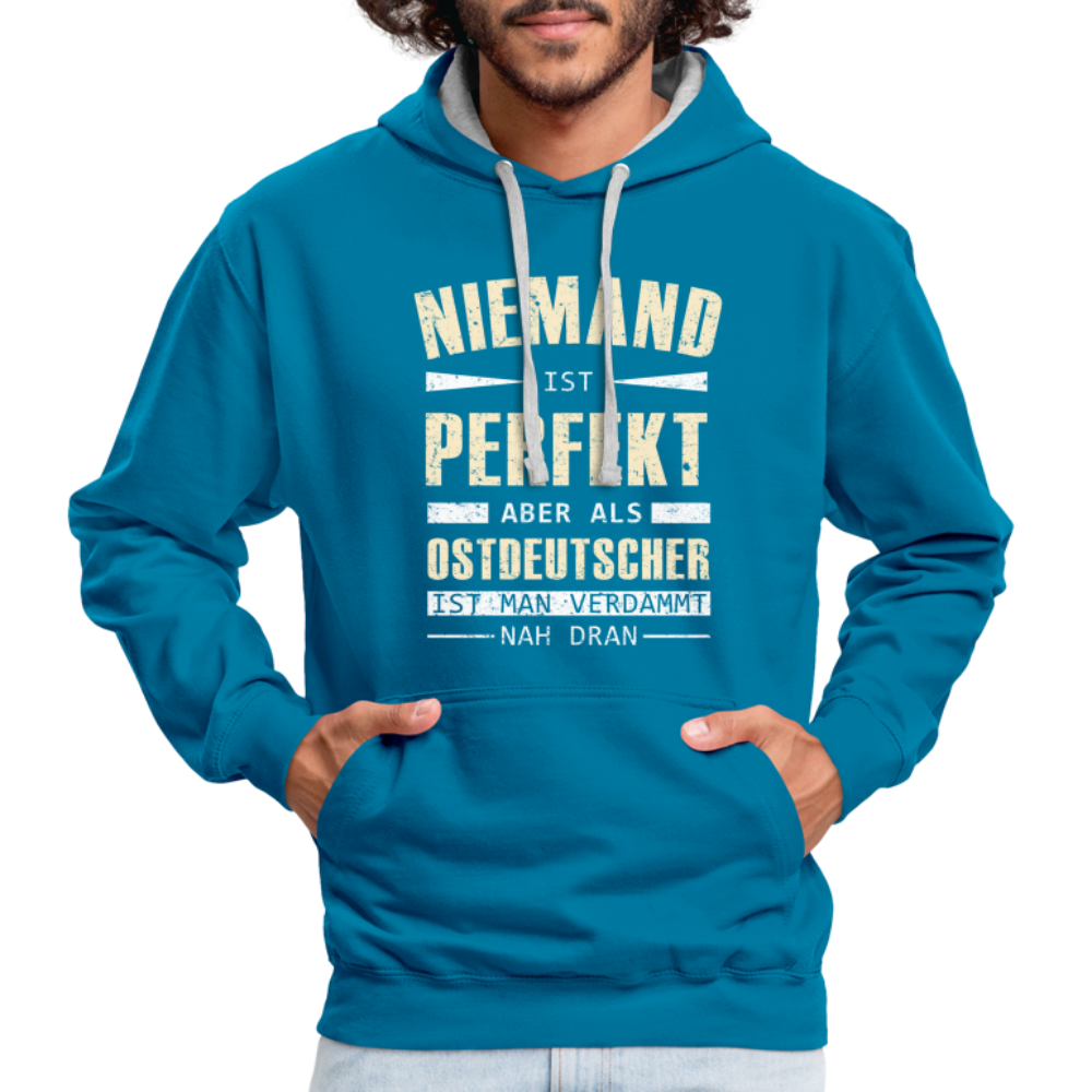 Ossi Ostdeutsch Pullover Lustiges Hoodie Niemand ist Perfekt - peacock blue/heather grey