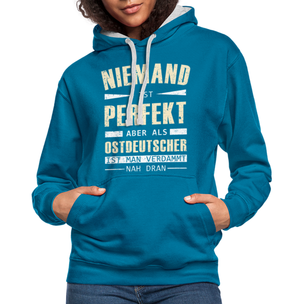 Ossi Ostdeutsch Pullover Lustiges Hoodie Niemand ist Perfekt - peacock blue/heather grey