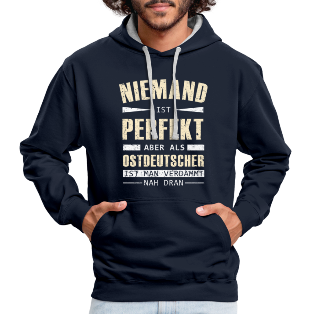 Ossi Ostdeutsch Pullover Lustiges Hoodie Niemand ist Perfekt - navy/heather grey