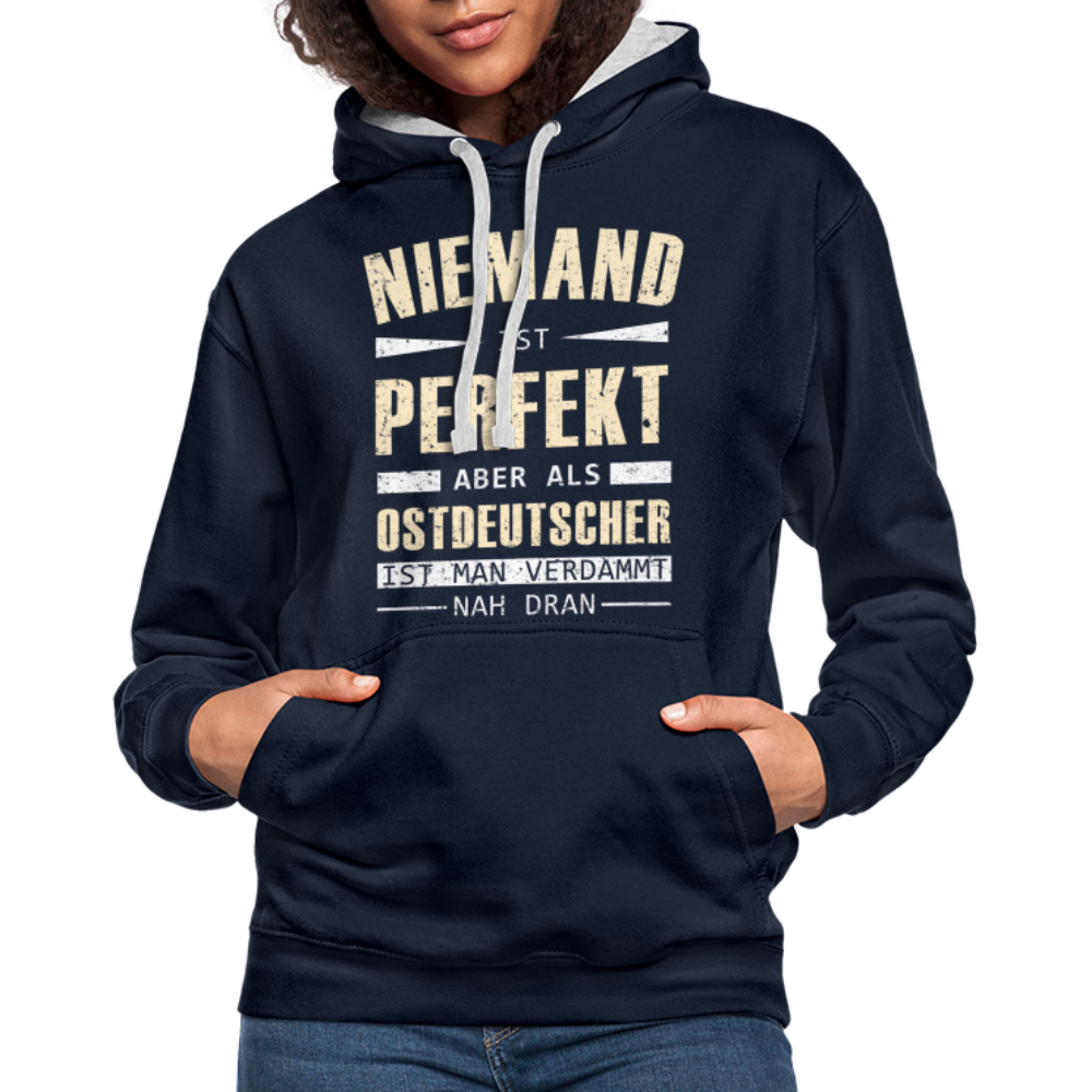 Ossi Ostdeutsch Pullover Lustiges Hoodie Niemand ist Perfekt - navy/heather grey