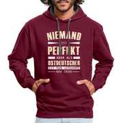 Ossi Ostdeutsch Pullover Lustiges Hoodie Niemand ist Perfekt - burgundy/charcoal