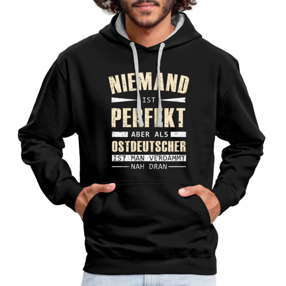 Ossi Ostdeutsch Pullover Lustiges Hoodie Niemand ist Perfekt - black/heather grey