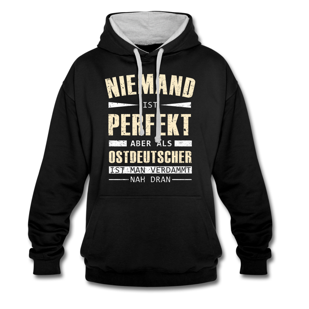 Ossi Ostdeutsch Pullover Lustiges Hoodie Niemand ist Perfekt - black/heather grey