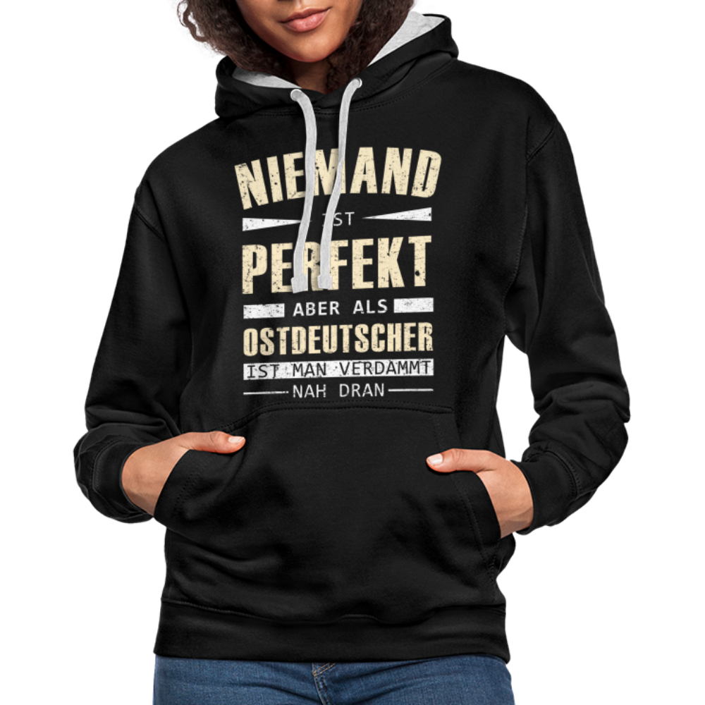 Ossi Ostdeutsch Pullover Lustiges Hoodie Niemand ist Perfekt - black/heather grey