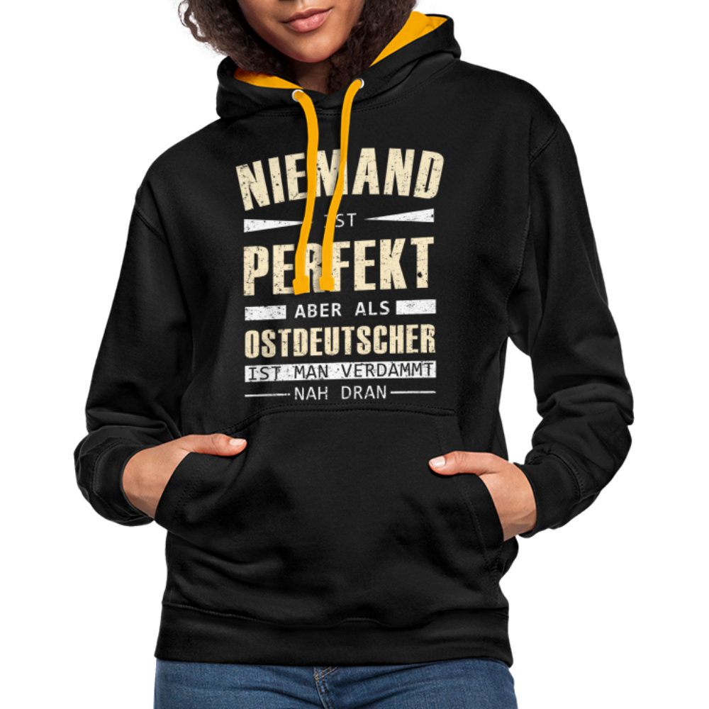 Ossi Ostdeutsch Pullover Lustiges Hoodie Niemand ist Perfekt - black/gold