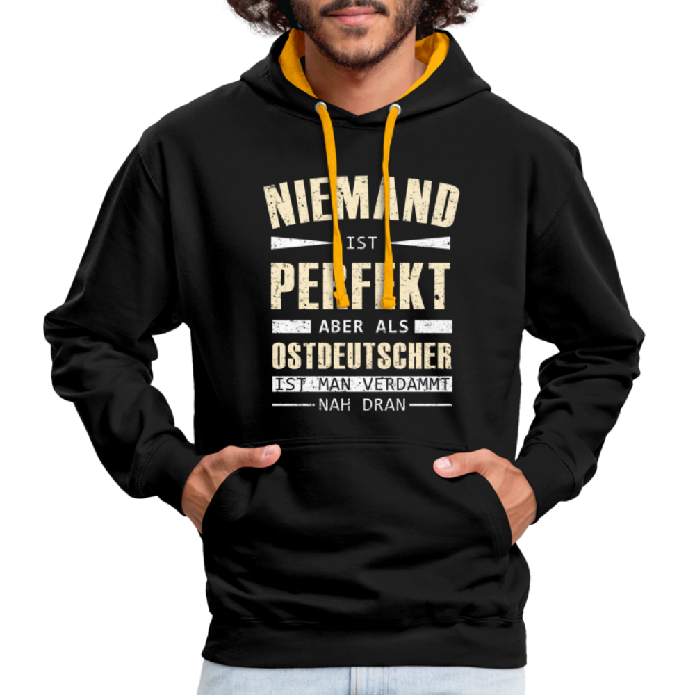 Ossi Ostdeutsch Pullover Lustiges Hoodie Niemand ist Perfekt - black/gold