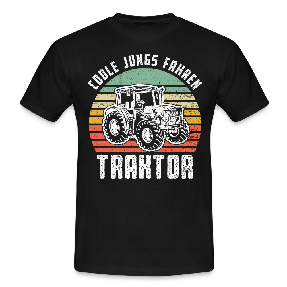 Bauern Traktor Shirt coole Jungs fahren Traktor Retro Style T-Shirt - black