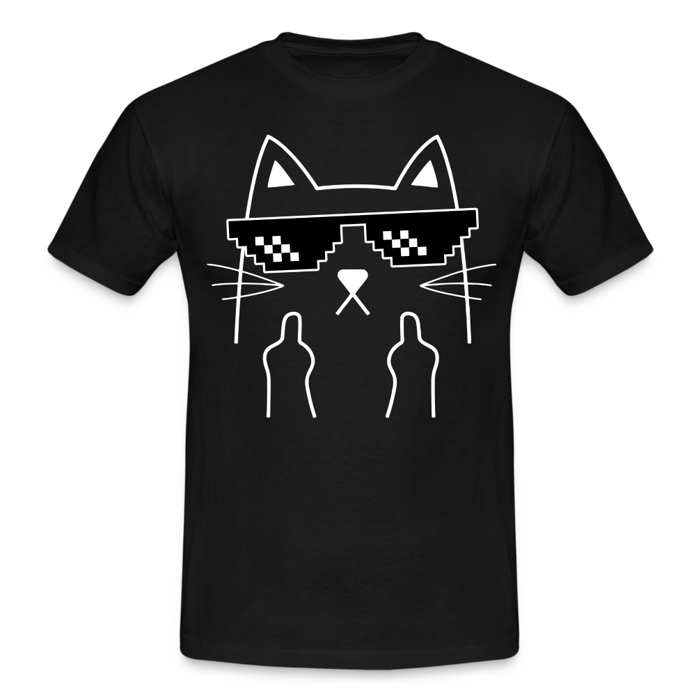 Katze Meme Shirt Katze Stinkefinger Lustiges T-Shirt - black