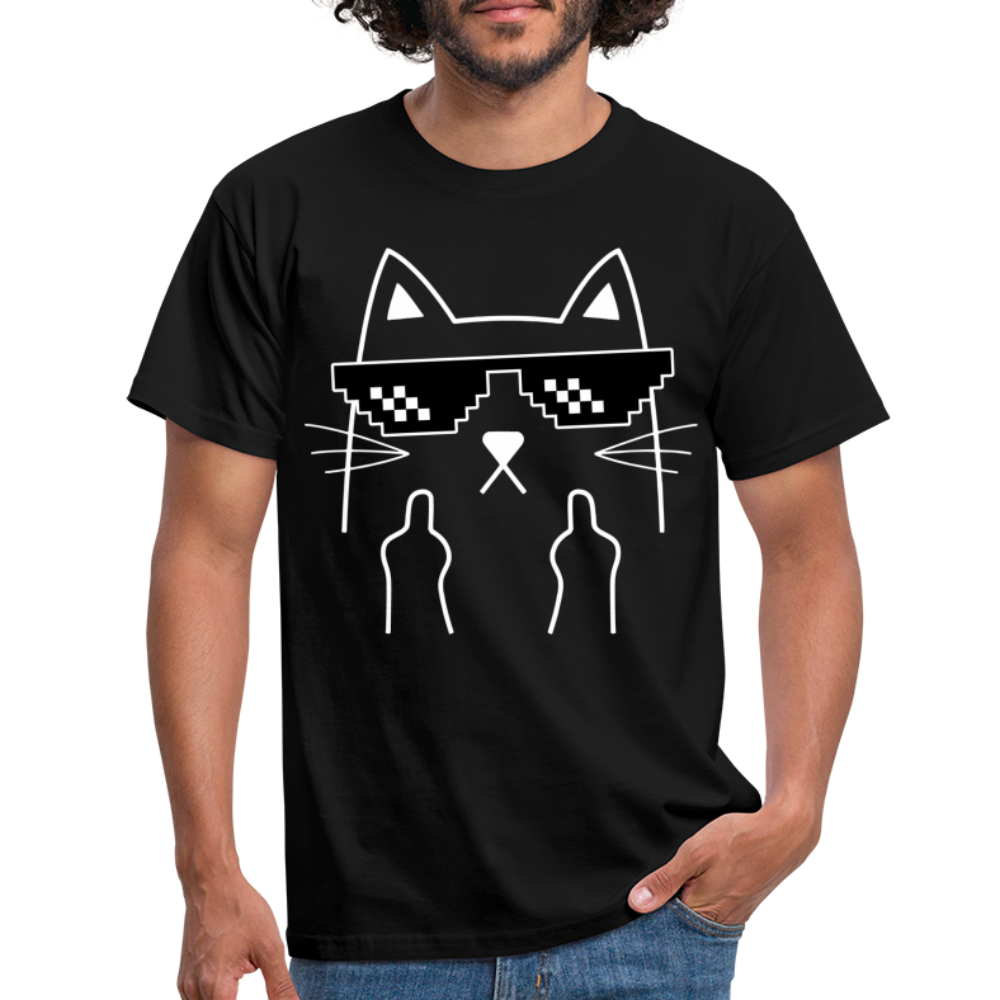 Katze Meme Shirt Katze Stinkefinger Lustiges T-Shirt - black