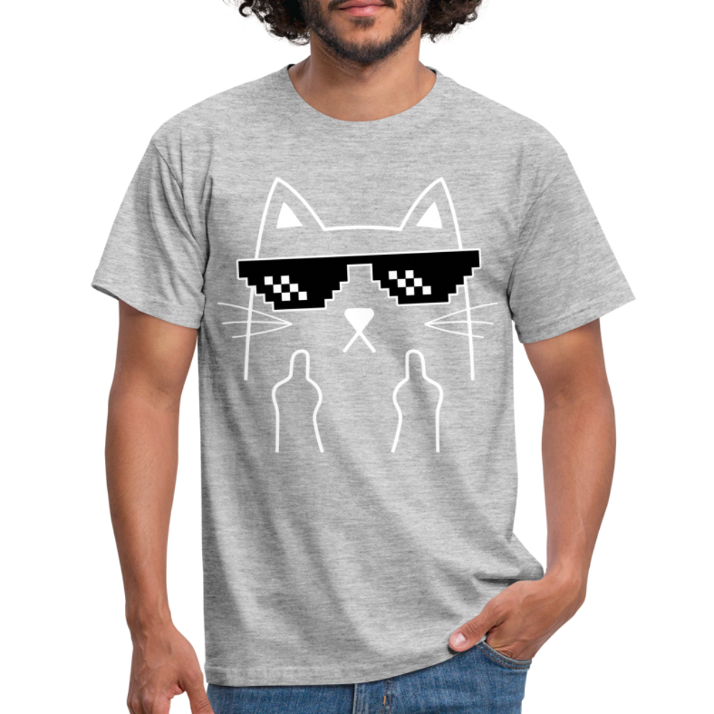 Katze Meme Shirt Katze Stinkefinger Lustiges T-Shirt - heather grey