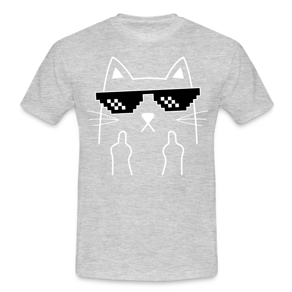 Katze Meme Shirt Katze Stinkefinger Lustiges T-Shirt - heather grey