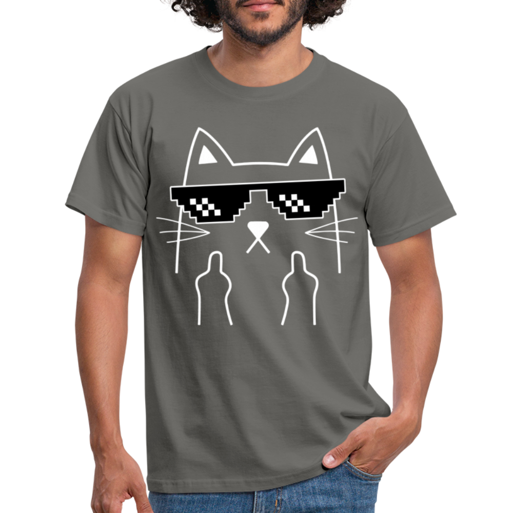 Katze Meme Shirt Katze Stinkefinger Lustiges T-Shirt - graphite grey