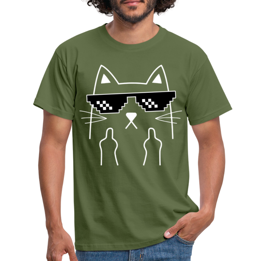 Katze Meme Shirt Katze Stinkefinger Lustiges T-Shirt - military green