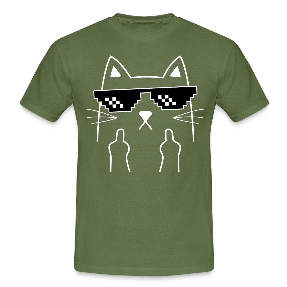 Katze Meme Shirt Katze Stinkefinger Lustiges T-Shirt - military green