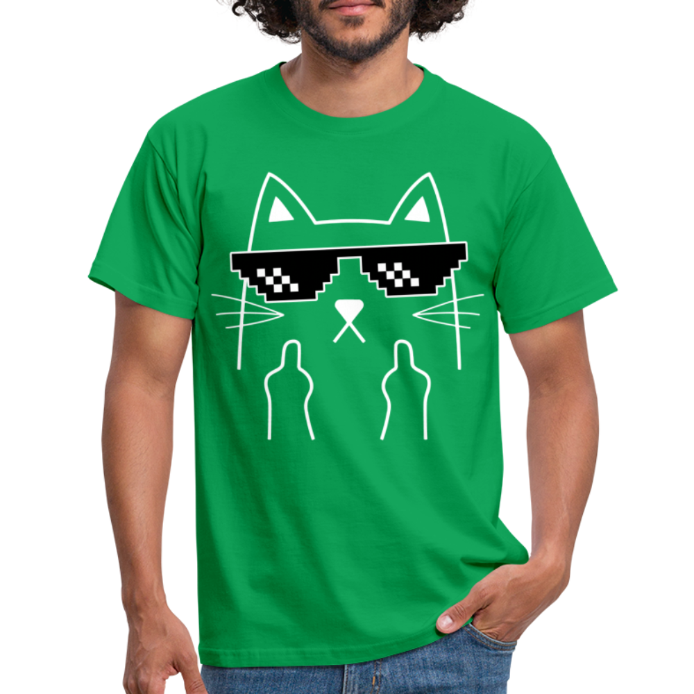 Katze Meme Shirt Katze Stinkefinger Lustiges T-Shirt - kelly green