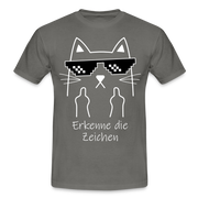 Katze Meme Shirt Stinkefinger - Erkenne die Zeichen Lustiges T-Shirt - graphite grey