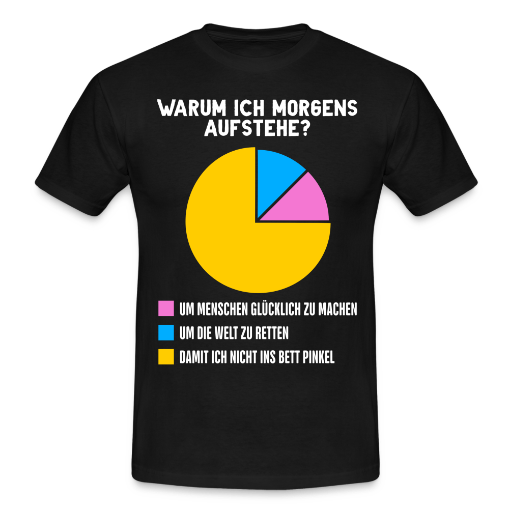 Morgen Shirt Warum ich morgens aufstehe Morgenmuffel Lustiges Geschenk T-Shirt - black