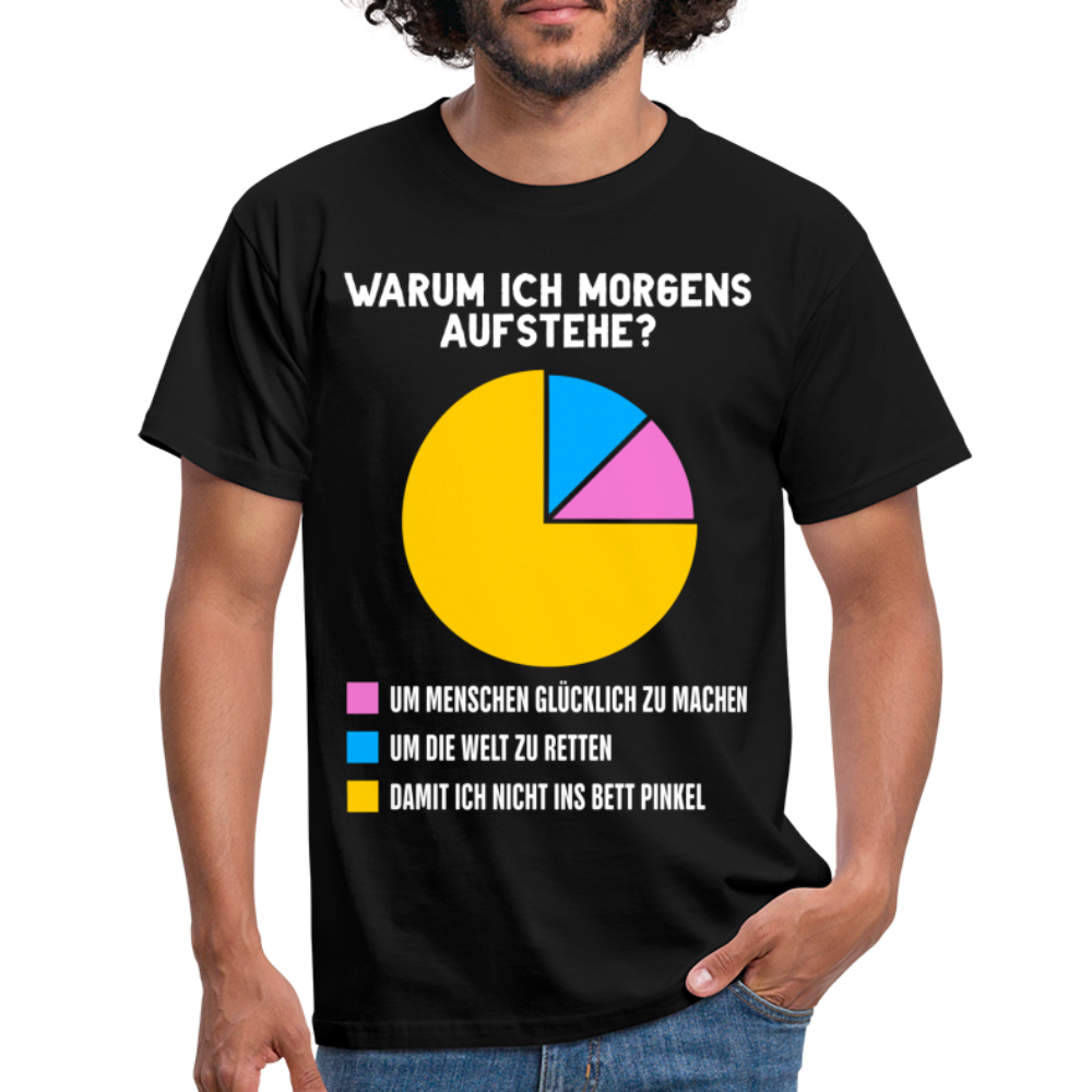 Morgen Shirt Warum ich morgens aufstehe Morgenmuffel Lustiges Geschenk T-Shirt - black