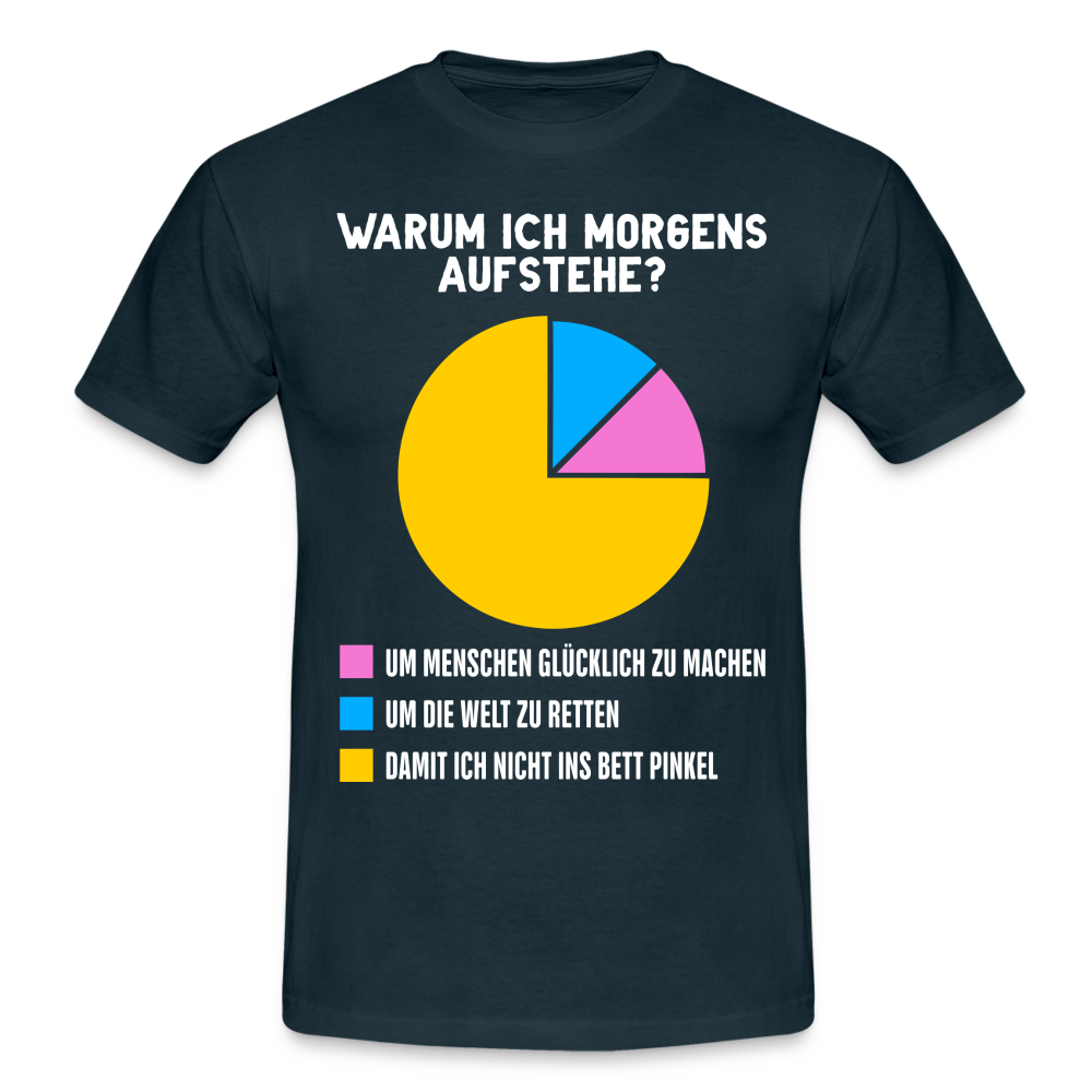 Morgen Shirt Warum ich morgens aufstehe Morgenmuffel Lustiges Geschenk T-Shirt - navy