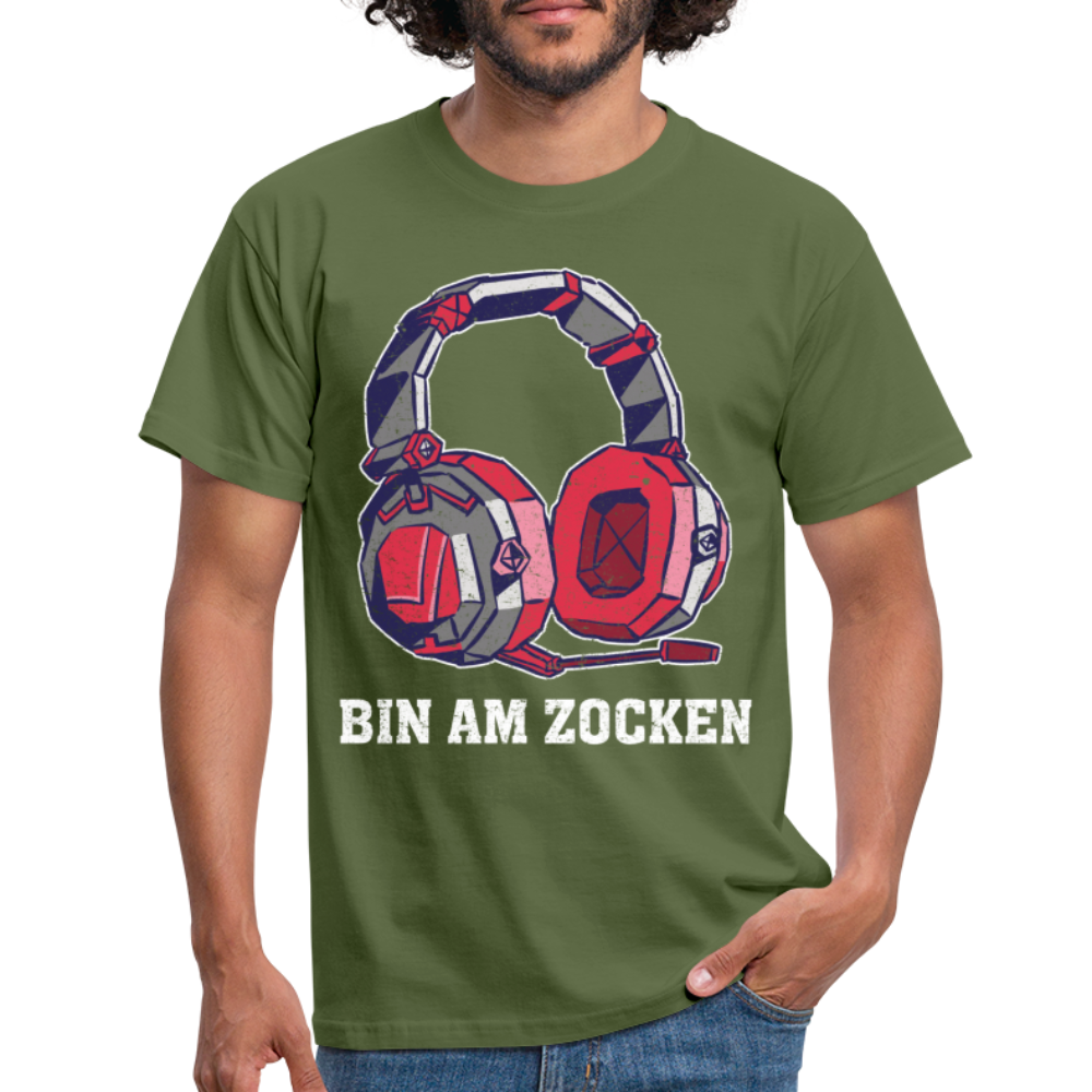 Gamer Shirt Headset bin am Zocken Geschenk Gaming T-Shirt - military green