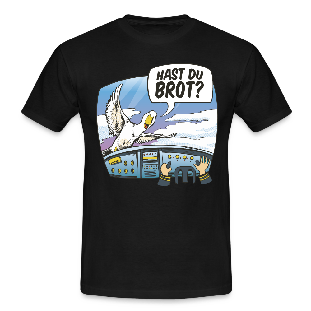 Pilot Ente Hast Du Brot Lustiges T-Shirt - black