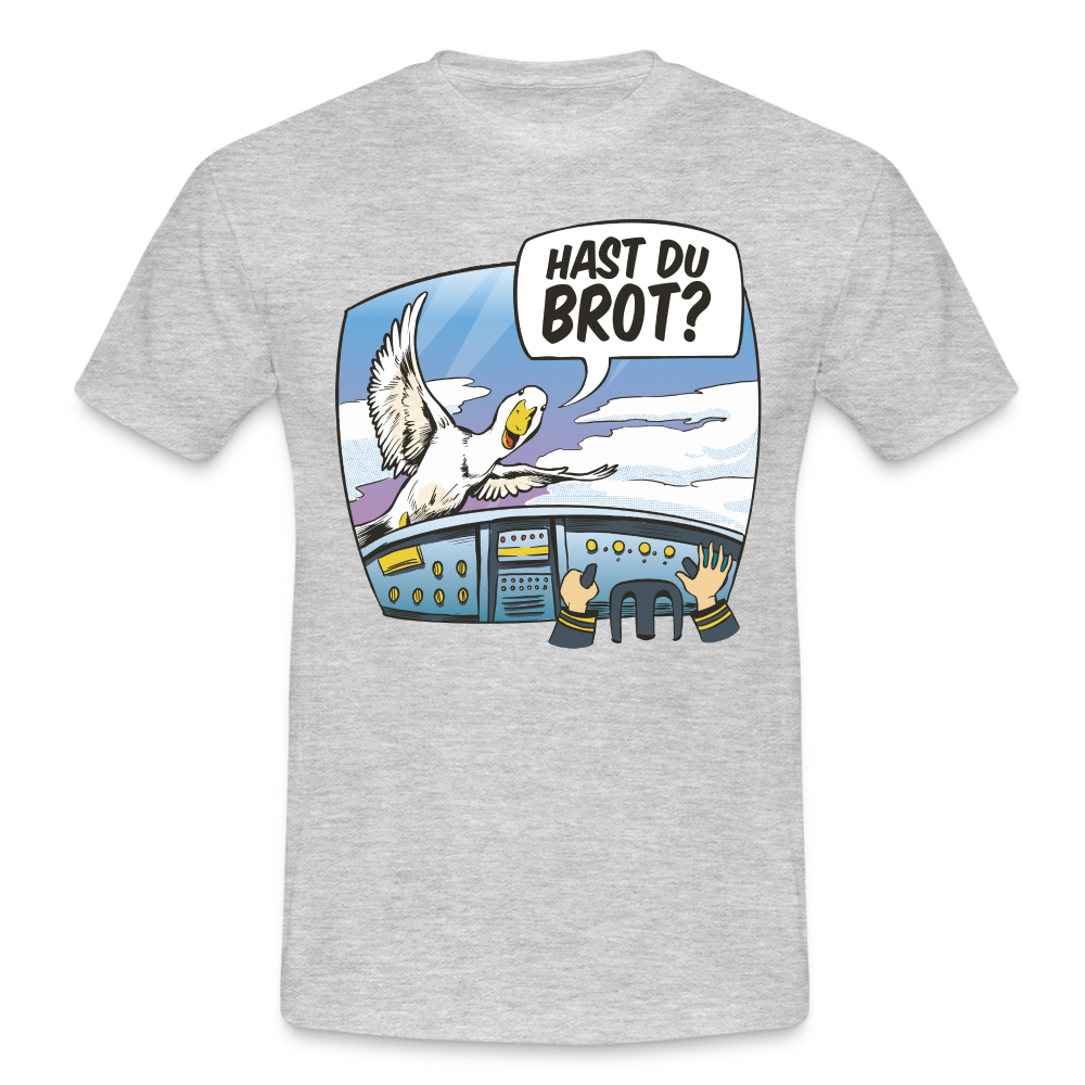 Pilot Ente Hast Du Brot Lustiges T-Shirt - heather grey