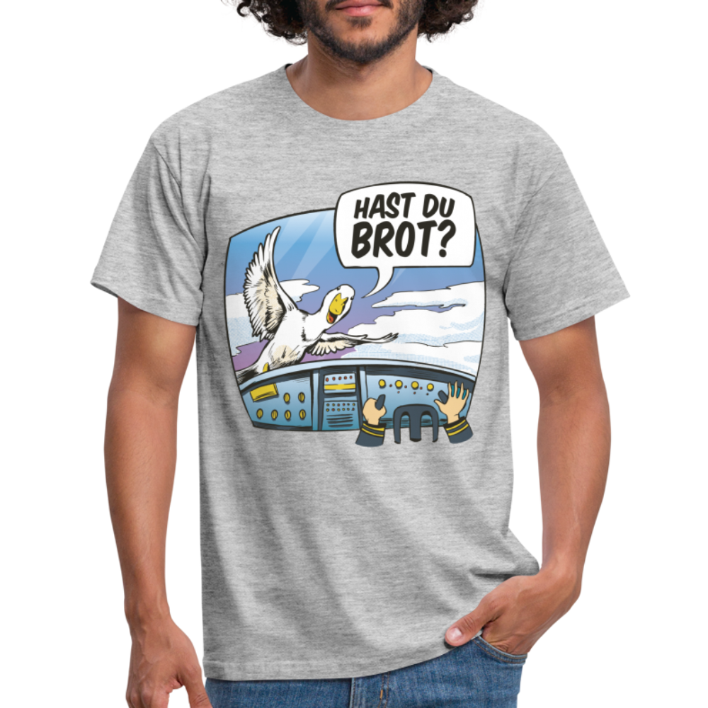 Pilot Ente Hast Du Brot Lustiges T-Shirt - heather grey