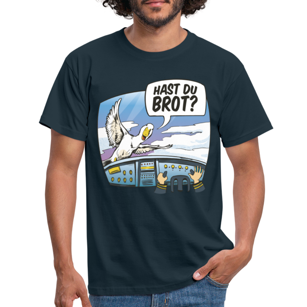 Pilot Ente Hast Du Brot Lustiges T-Shirt - navy