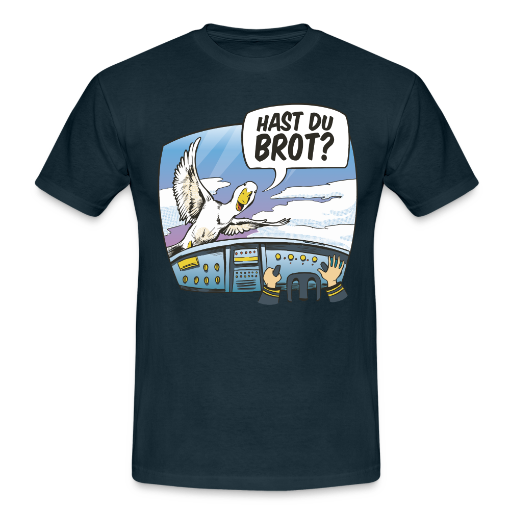 Pilot Ente Hast Du Brot Lustiges T-Shirt - navy