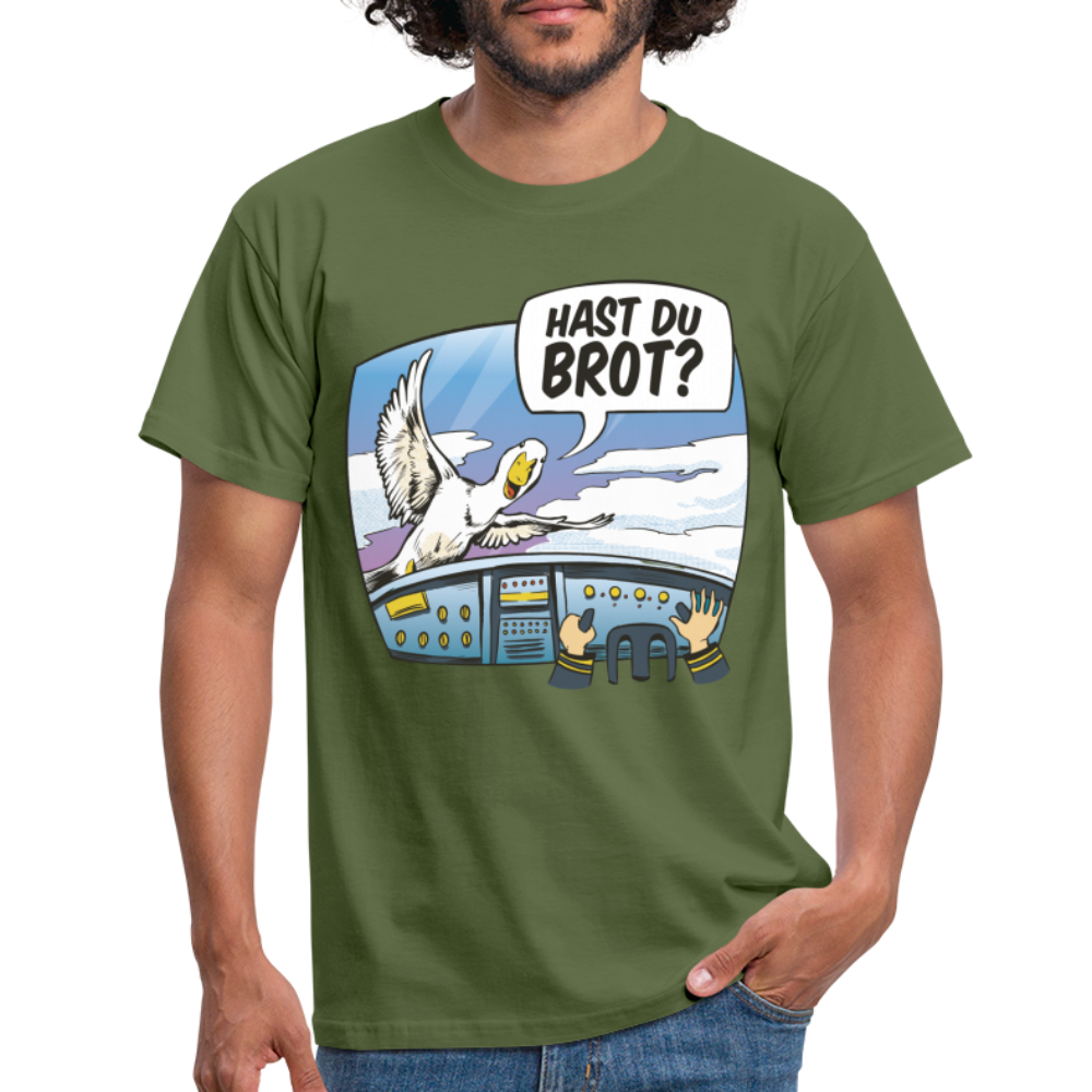 Pilot Ente Hast Du Brot Lustiges T-Shirt - military green