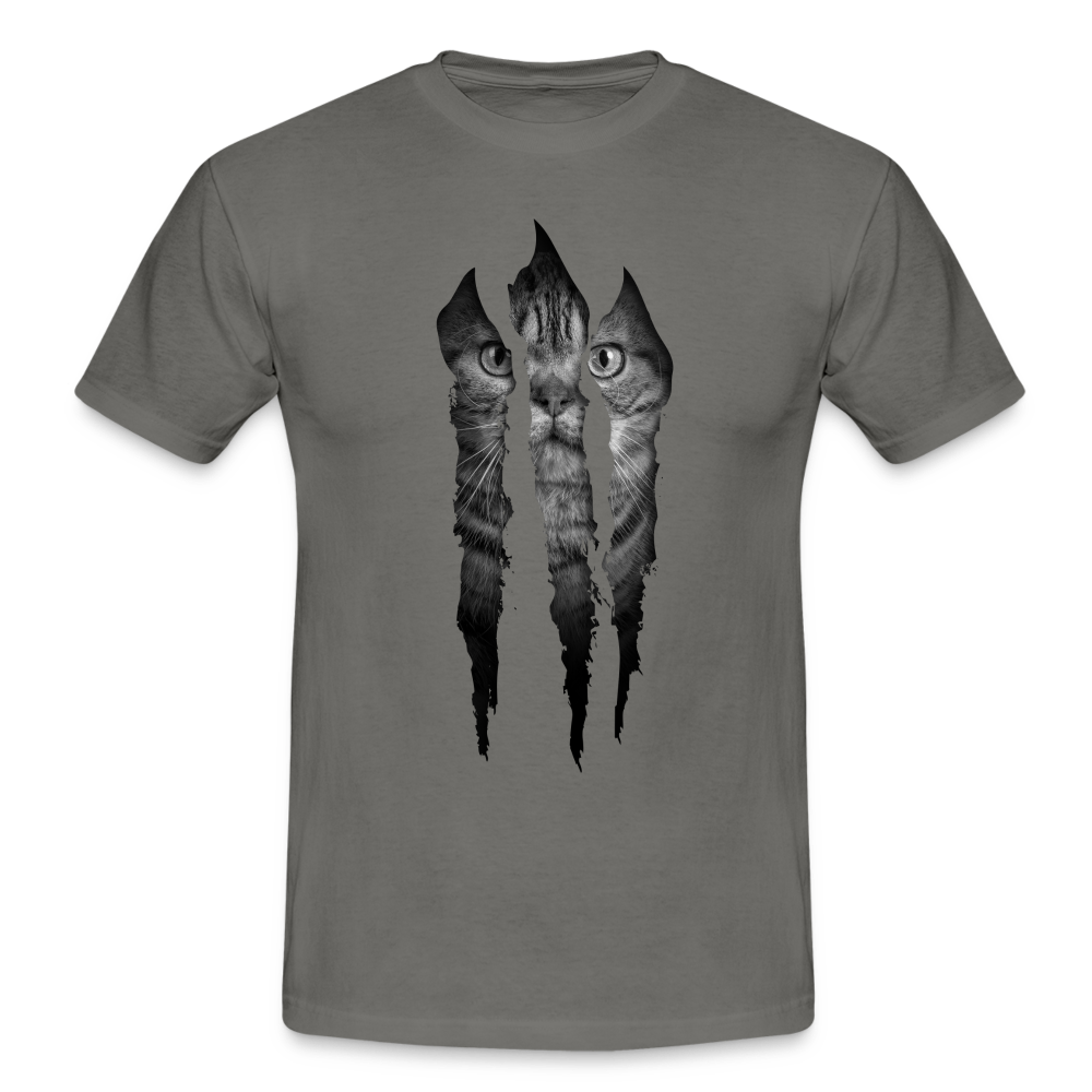 Lustige Katze zerrissenes Shirt Geschenk Katzen Liebhaber T-Shirt - graphite grey