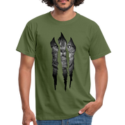 Lustige Katze zerrissenes Shirt Geschenk Katzen Liebhaber T-Shirt - military green